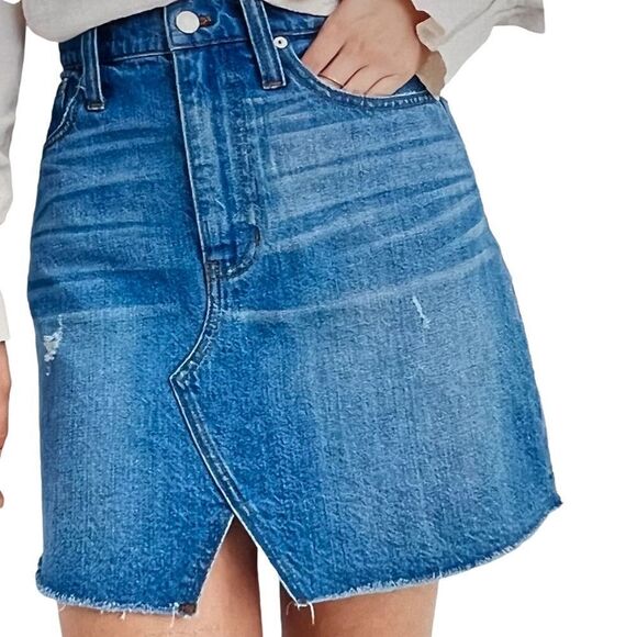 Madewell Dresses & Skirts - MADEWELL Women’s Rigid Denim A-Line Cutout Mini Skirt Blue Size 25